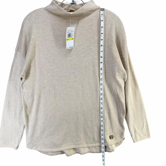 Michael Michael Kors Sweater Women M Oatmeal Beige Turtleneck Modern Lightweight - Picture 6 of 12
